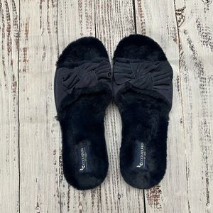 Pre-loved | Navy Blue Koolaburra Ugg Faux Fur Lined Slide Slippers | Womens 8